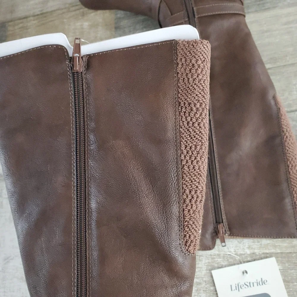 LifeStride Xtrovert Women Riding Boots Sz 7 M Wide‎ Calf Knee-High Side Zip